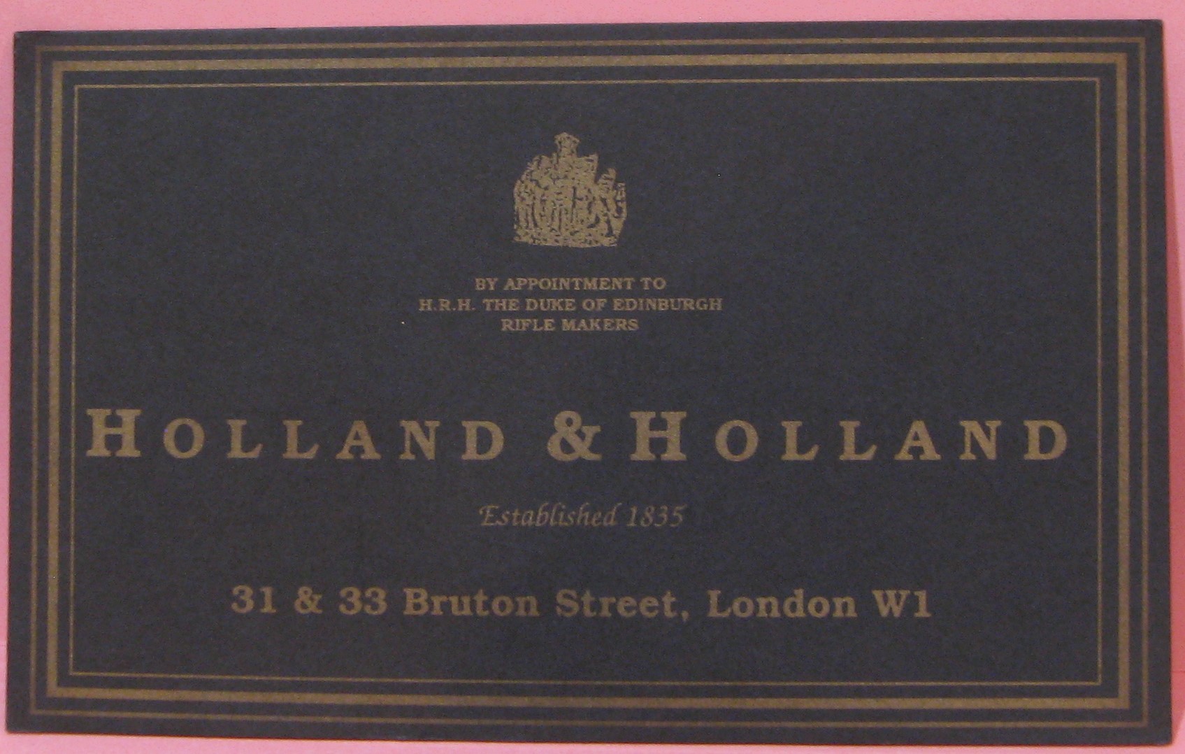 REPRODUCTION HOLLAND & HOLLAND PAPER TRADE LABEL