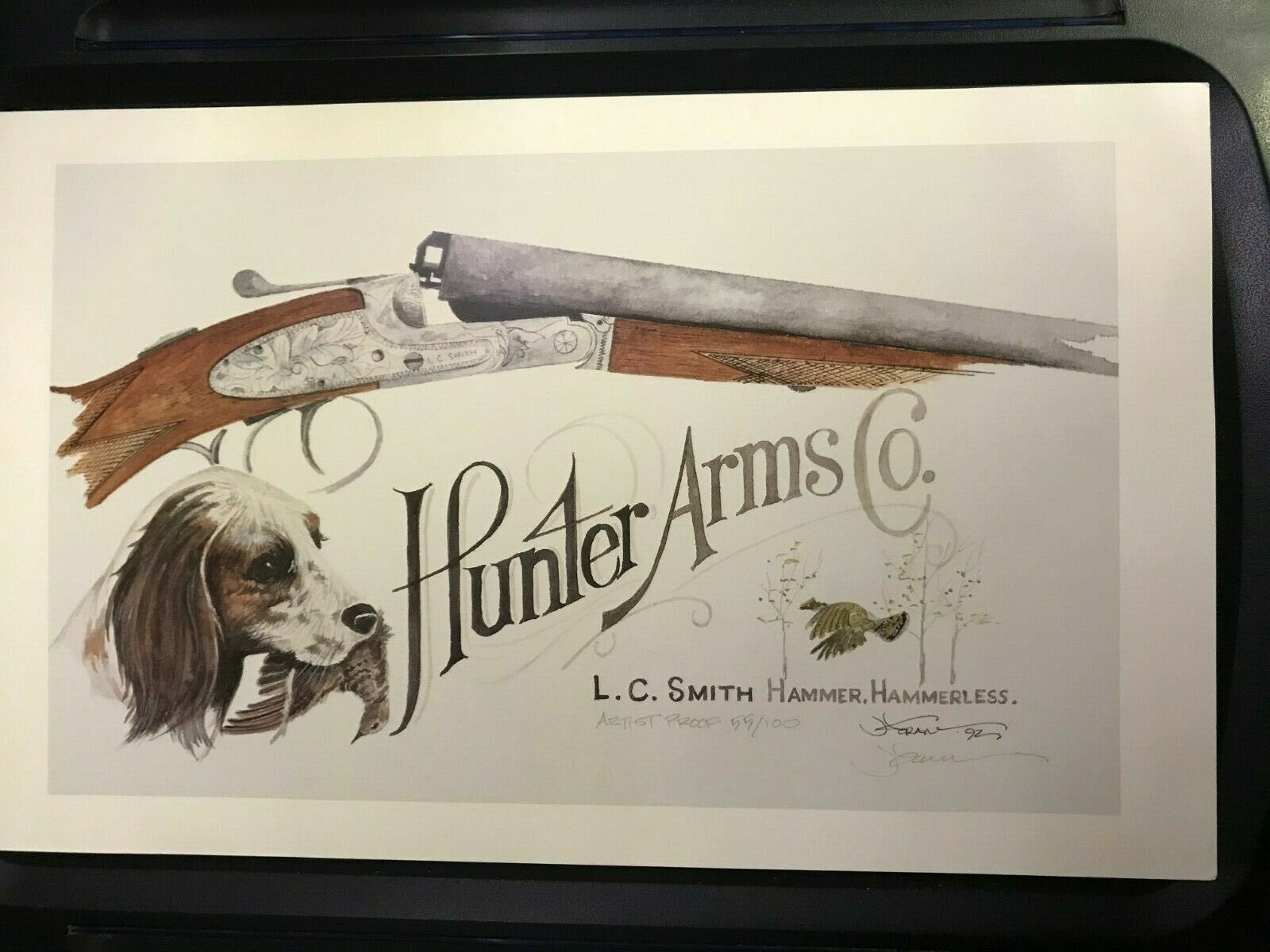 Image for VINTAGE L. C. SMITH PRINT TITLED - "HUNTER ARMS CO., L. C. SMITH HAMMER, HAMMERLESS"
