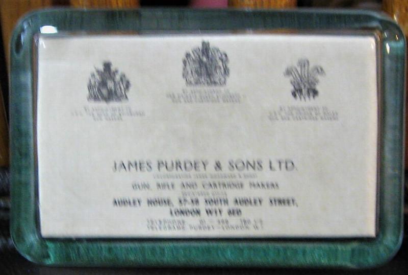 JAMES PURDEY & SONS GLASS PAPERWEIGHT