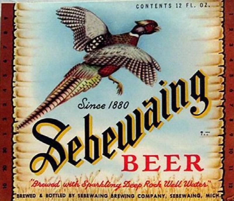 ORIGINAL SEBEWAING BEER BOTTLE LABEL "BREWED WITH SPARKLING DEEP ROCK